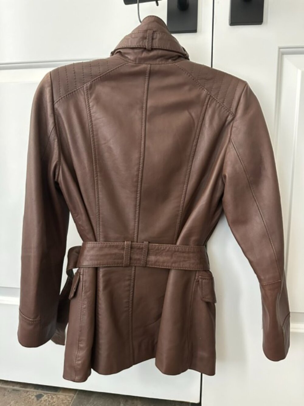 Andrew Marc Leather Jacket with Belt - Picture 2 of 7